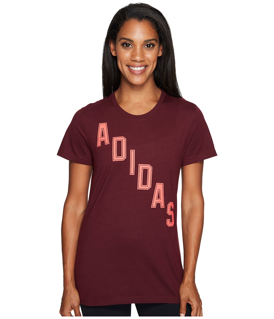 adidas Adi Stairs Tee (Maroon/Shock Red) Women