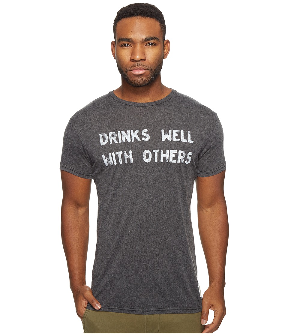 The Original Retro Brand Drinks Well with Others Short Sleeve Heather Tee (Heather Black) Men