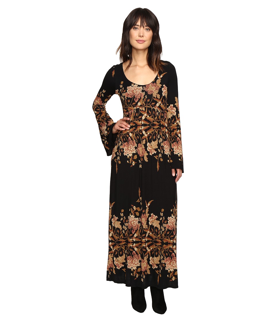 Free People Midnight Garden Midi Dress (Black Combo) Women
