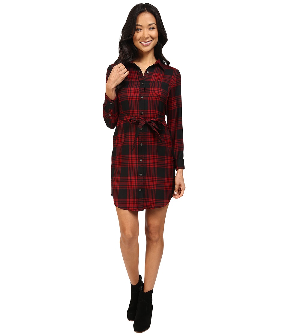 Pendleton Petite Cecily Shirtdress (Black/Red Rock Menzies Worsted Tartan) Women