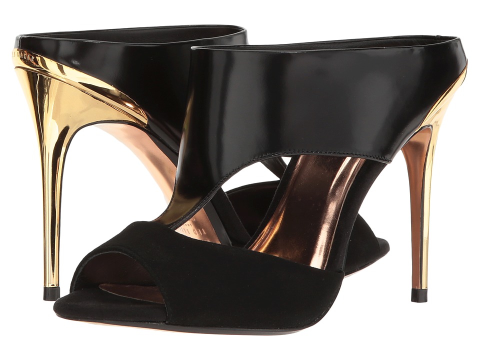 Ted Baker Torr (Black/Gold Suede/Box Leather) High Heels