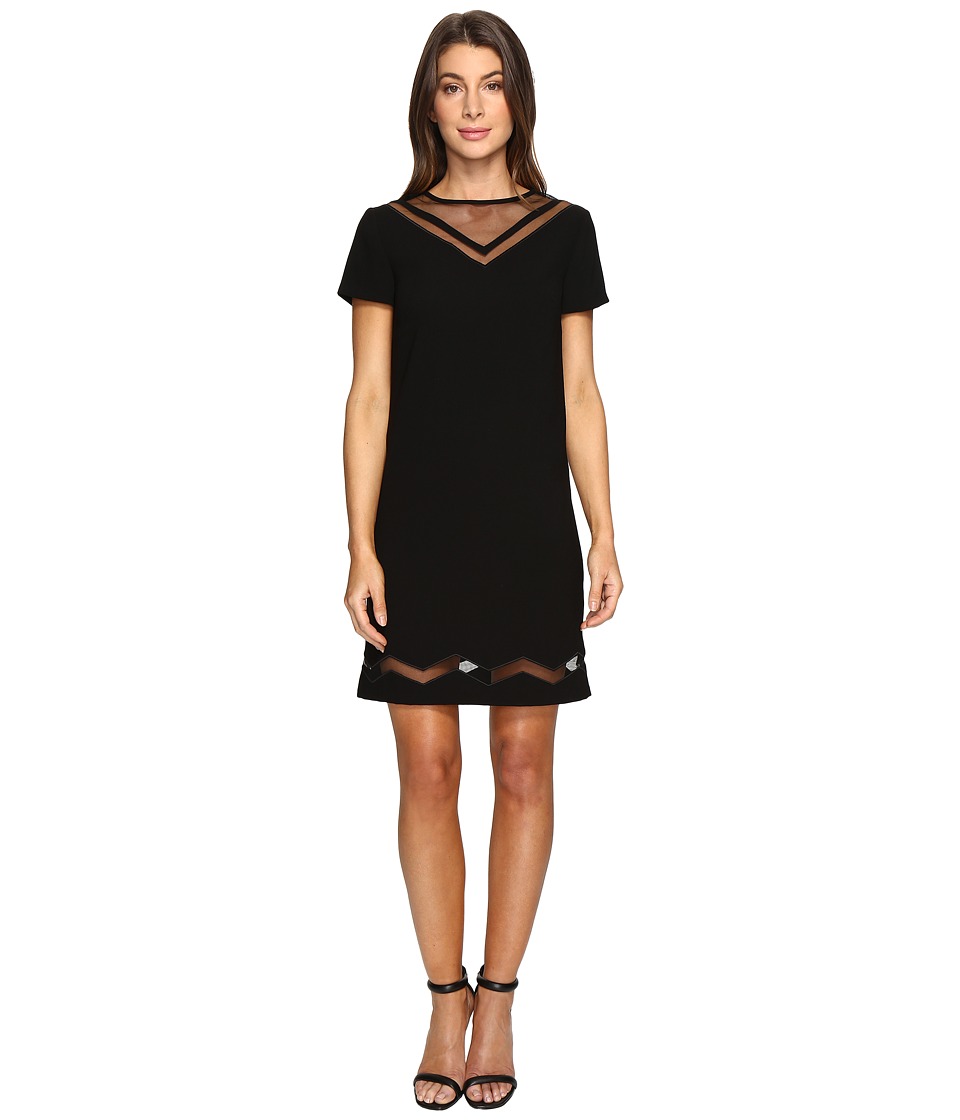 Tahari by ASL Mesh Inset Sporty Shift Dress (Black) Women