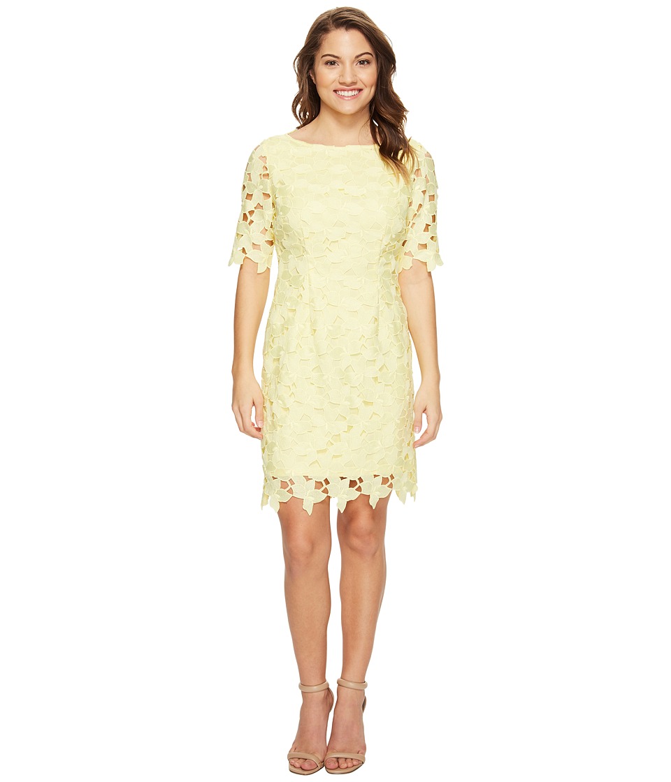 Tahari by ASL Petite Petite Short Sleeve Chemical Lace Sheath Dress (Lemon Ice) Women