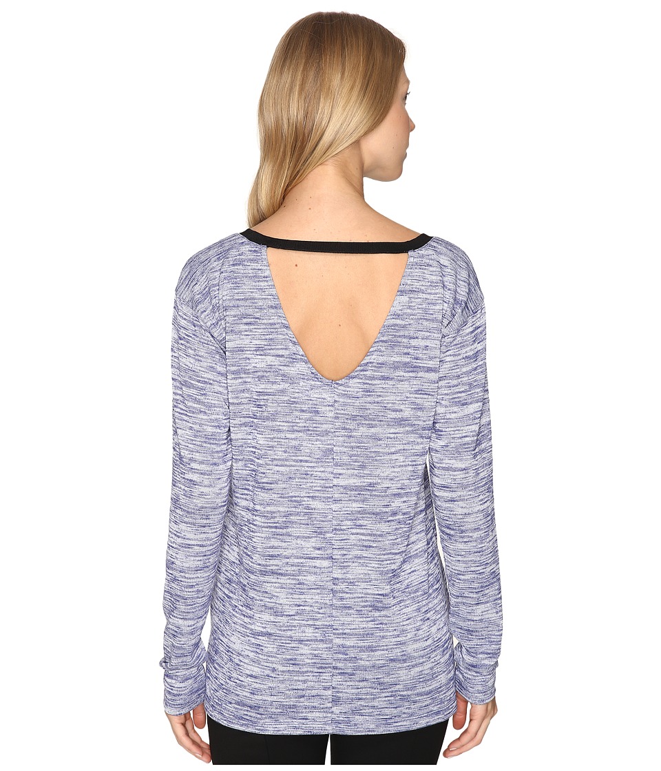 Calvin Klein Jeans Marl Long Sleeve V-Back Tee (Blueberry Dust) Women