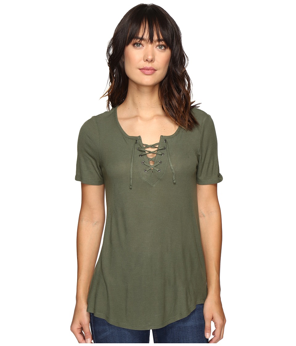 Calvin Klein Jeans Laced-Up Short Sleeve Tee (Veiled Fern) Women