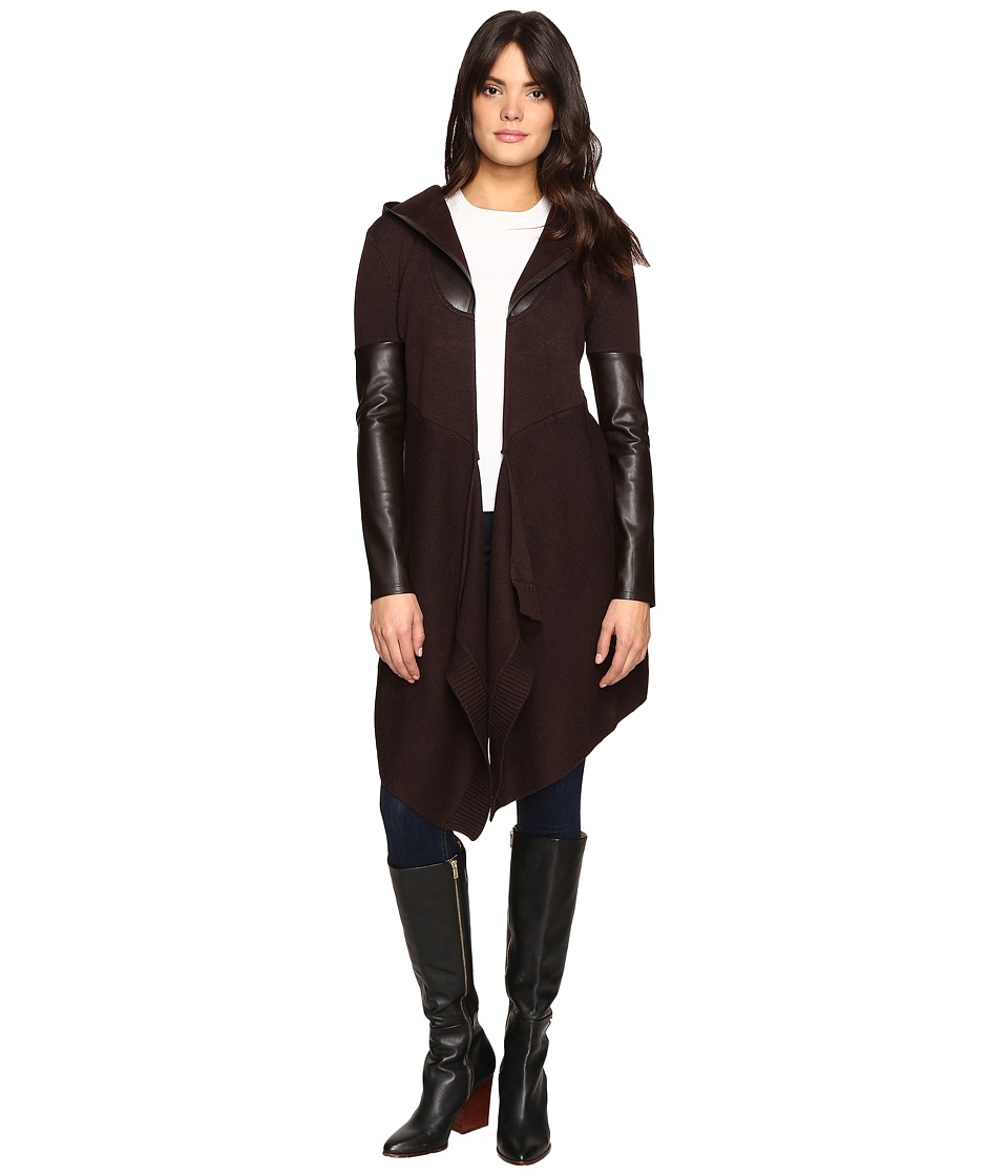 Blank NYC Sweater with Vegan Leather Sleeves and Hood in Burrito Goggles (Burrito Goggles) Women