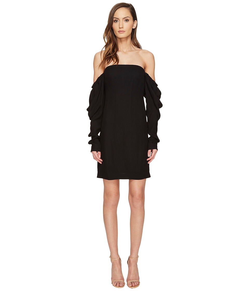 Vera Wang Off the Shoulder Shift Dress with Draped Sleeve (Black) Women