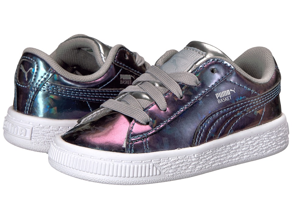 Puma Kids Basket Classic Holo (Toddler) (Puma Silver/Puma Silver) Girl
