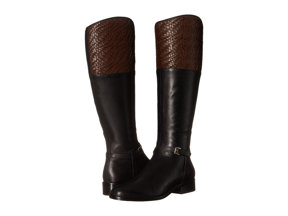Cole Haan Genevieve Weave Boot (Black Leather/Chestnut Weave) Women