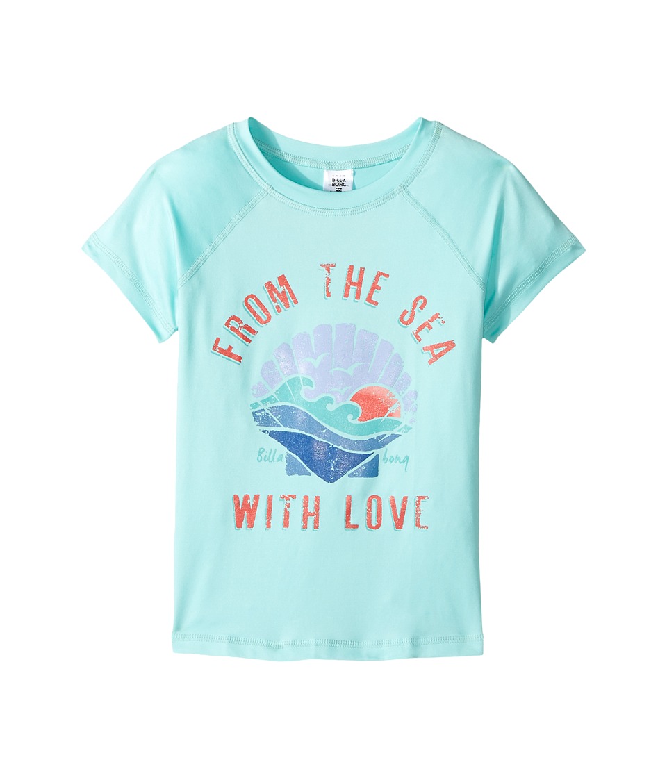 Billabong Kids Sol Searcher Short Sleeve Rashguard (Little Kids/Big Kids) (Beach Glass) Girl