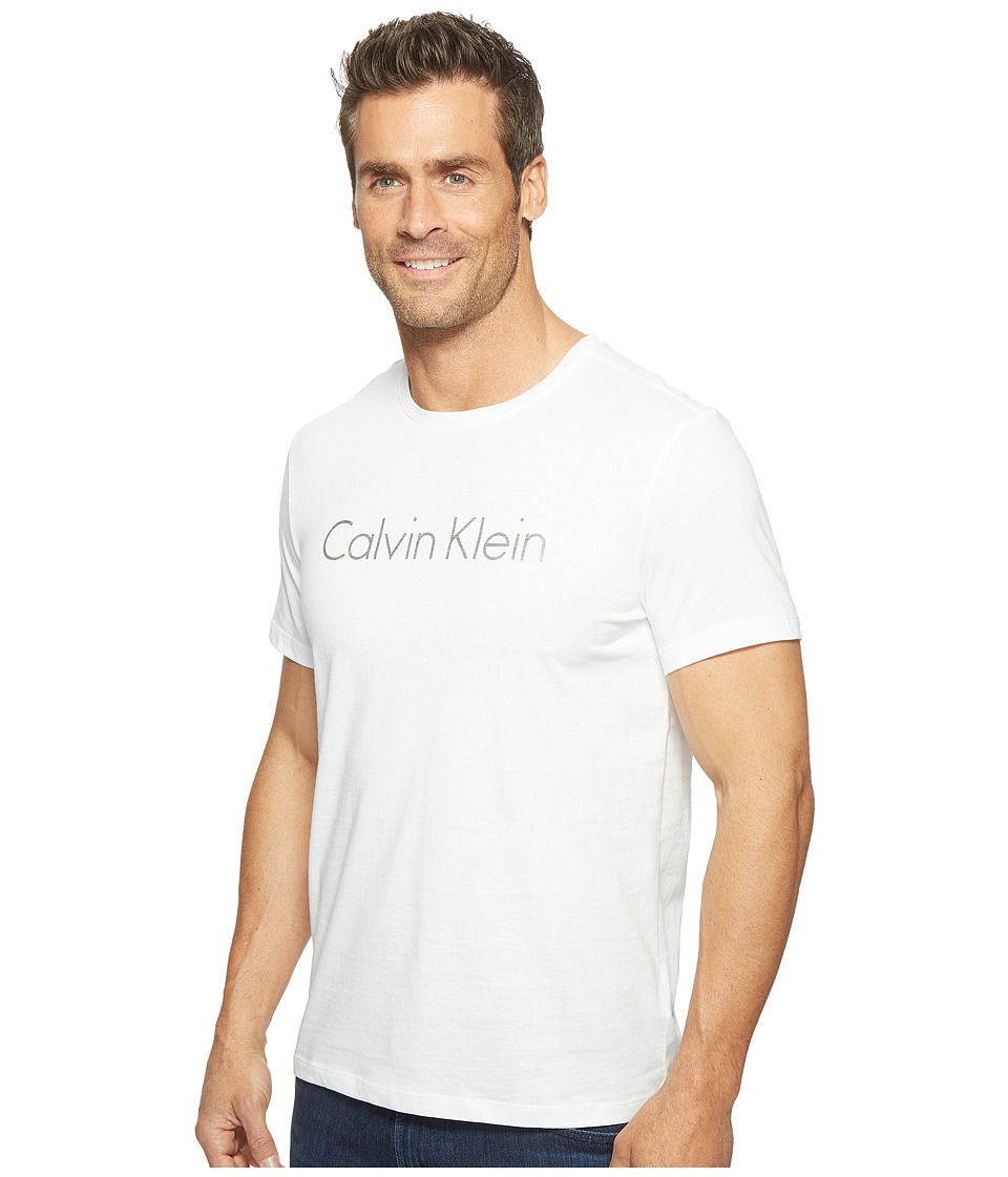 Calvin Klein Space Dyed Calvin Klein Logo Jersey Tee (White) Men