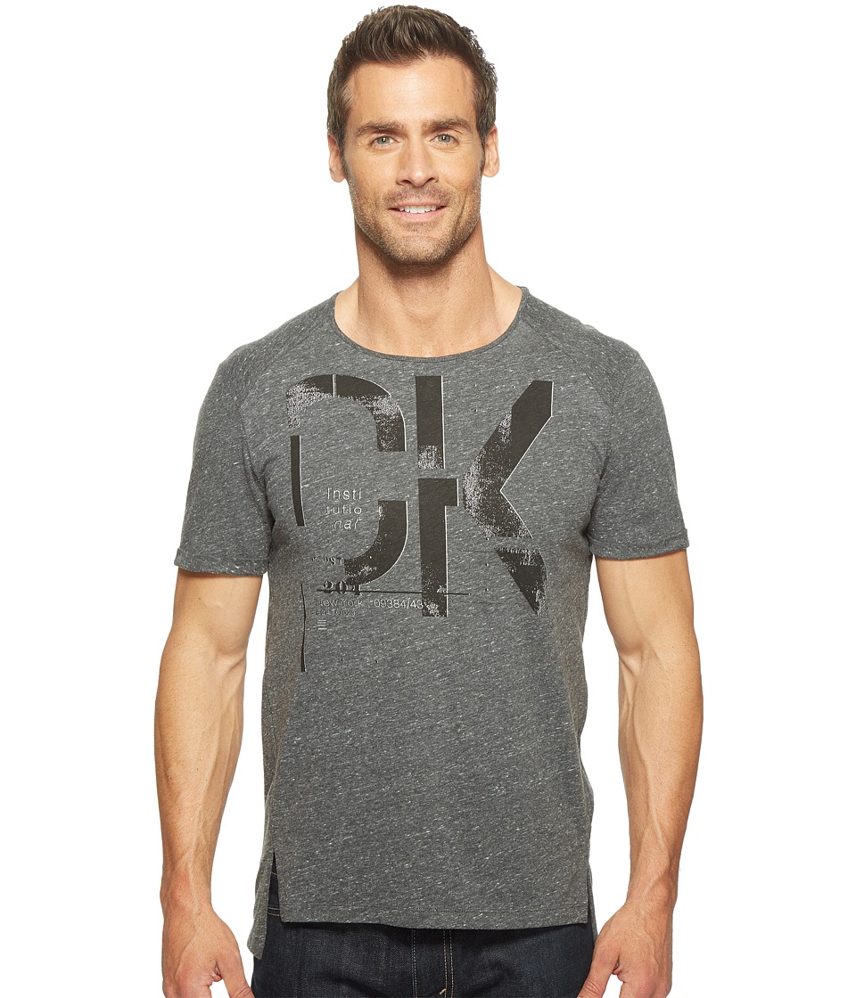 Calvin Klein Jeans Metallic Logo Long Hem Tee (Black) Men