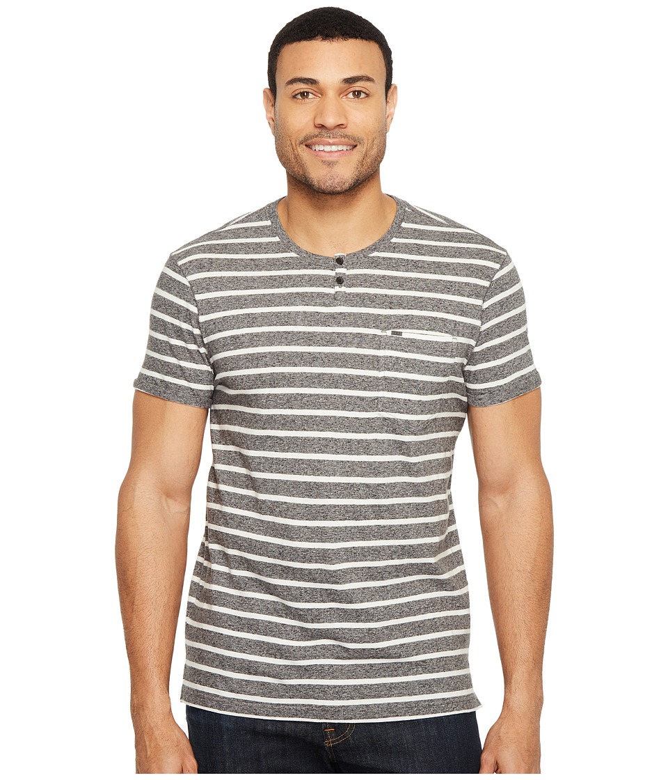 Calvin Klein Jeans Ecru Stripe Slit Neck Tee (Charcoal Grindle) Men