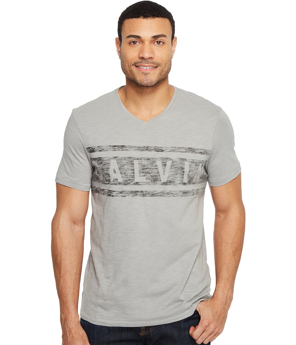 Calvin Klein Jeans Stripe Calvin Logo V-Neck Tee (Chrome) Men