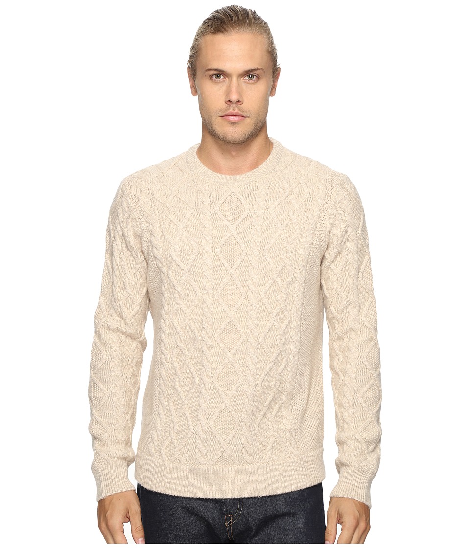 Original Penguin Long Sleeve Wool Alpaca Fisherman Sweater (Silver Gray) Men