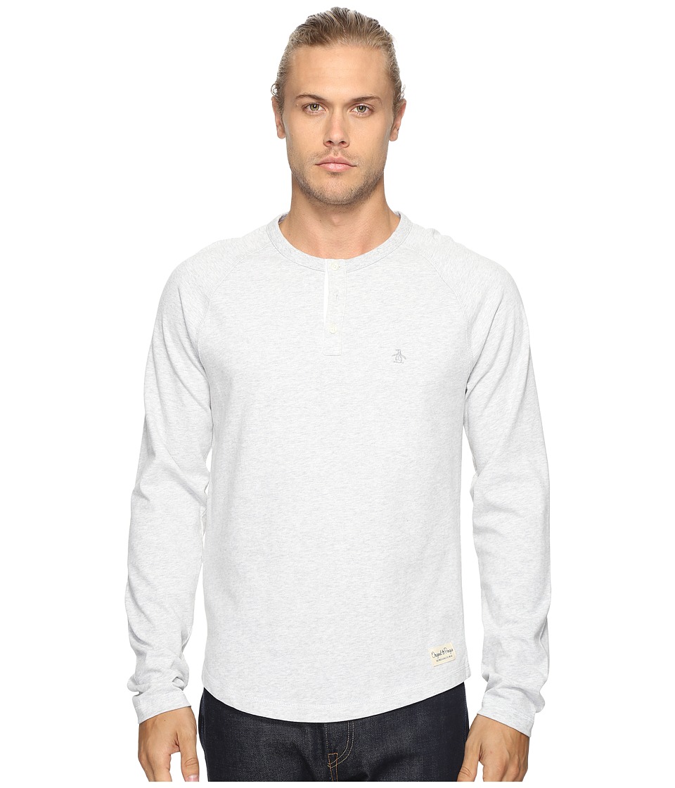 Original Penguin Vintage Gym Long Sleeve Sueded Plated Henley (Mirage Gray) Men