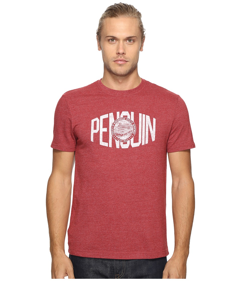 Original Penguin Vintage Gym Short Sleeve Athletic Warped Type Tee (Pomegranate) Men