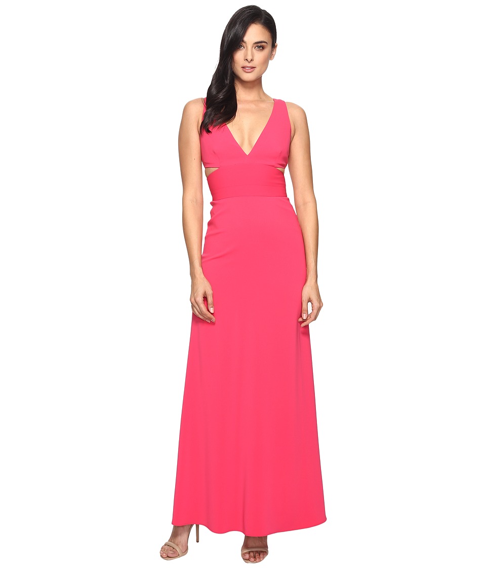 Laundry by Shelli Segal V-Neck Gown w/ Cut Outs (Raspberry) Women