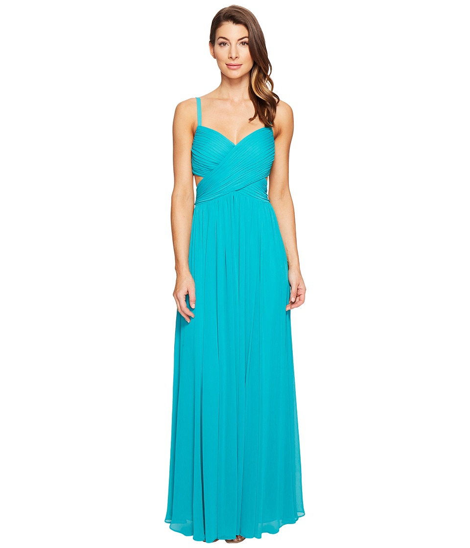 Laundry by Shelli Segal Crisscross Front Pleated Gown (Tropical Green) Women