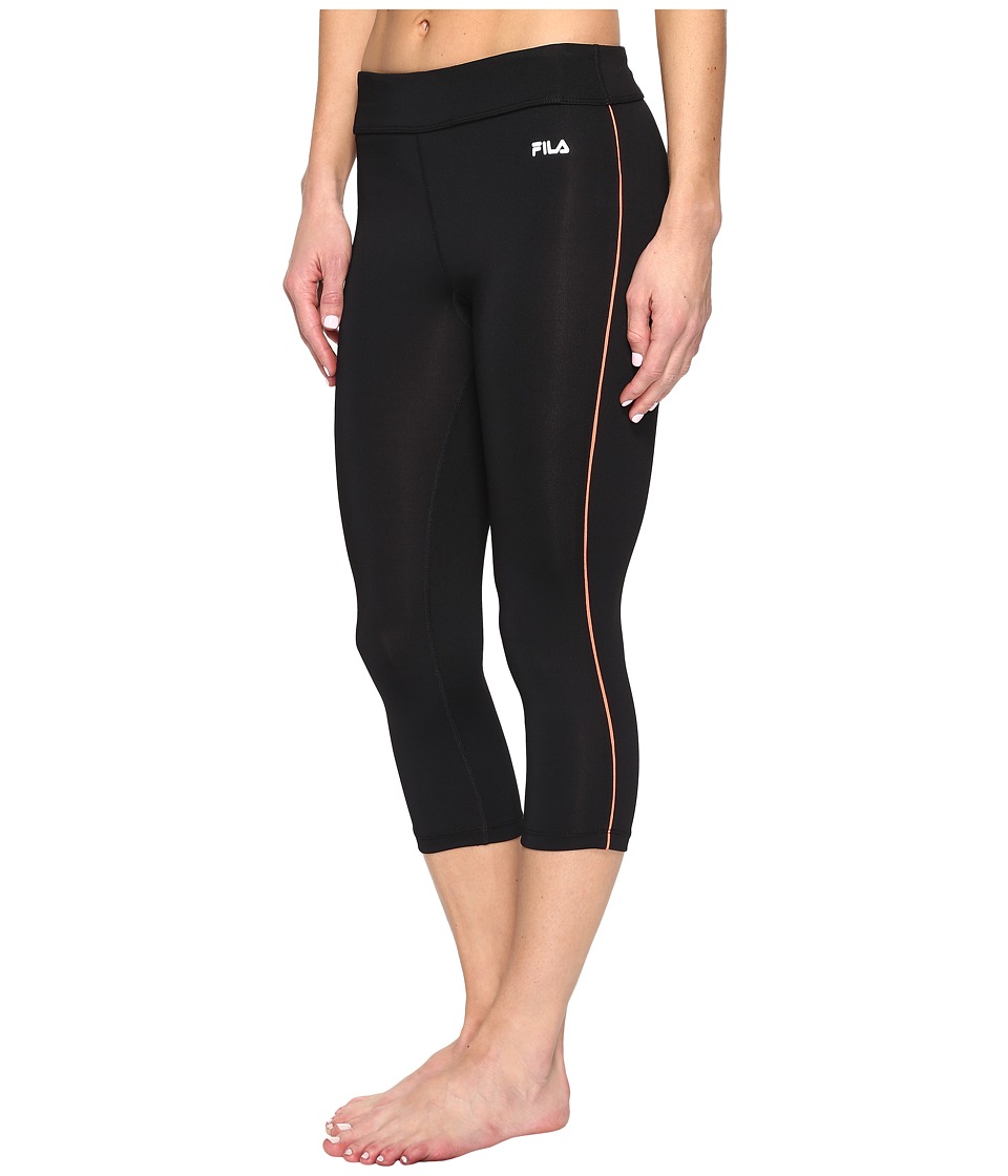 Fila Energy Tight Capris (Black/Bursting Marmalade) Women