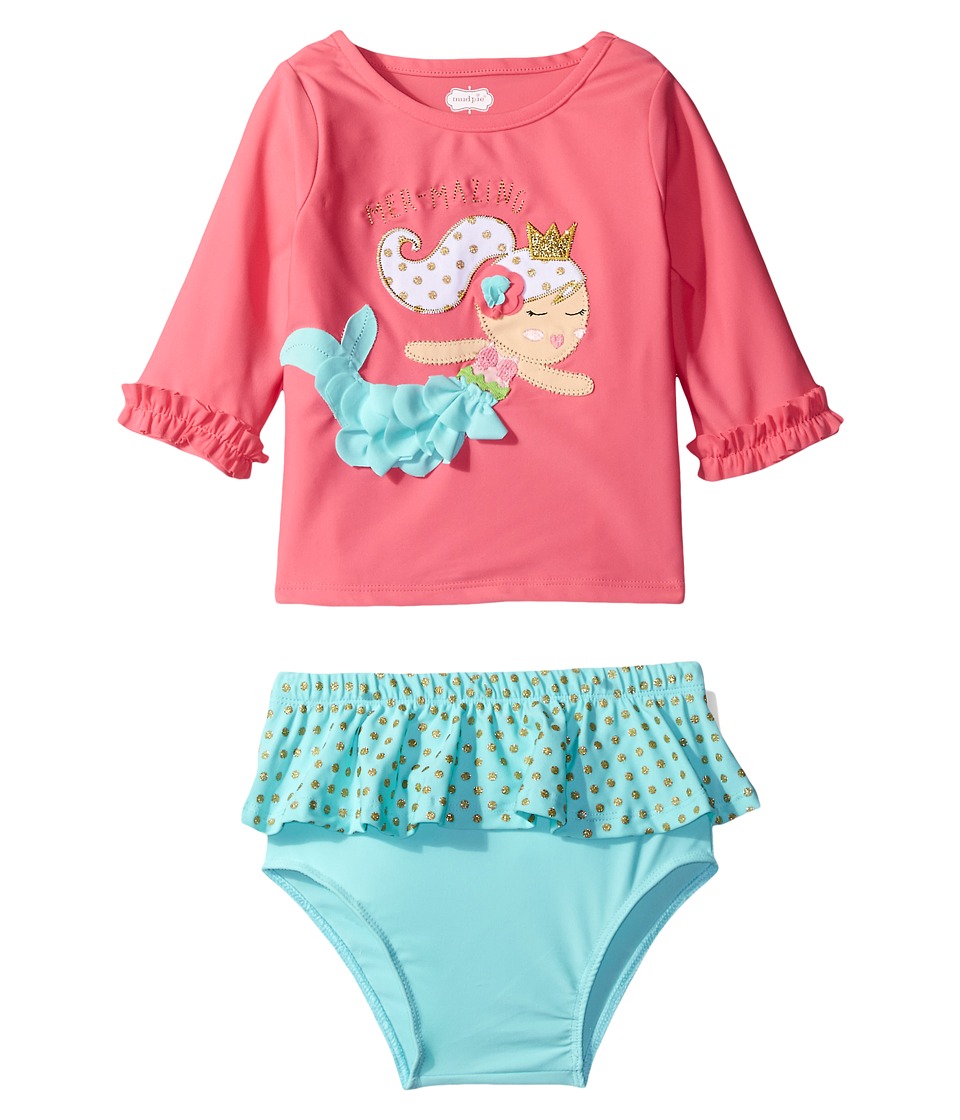 Mud Pie Mermaid Rashguard Bikini Set (Toddler) (Pink) Girl