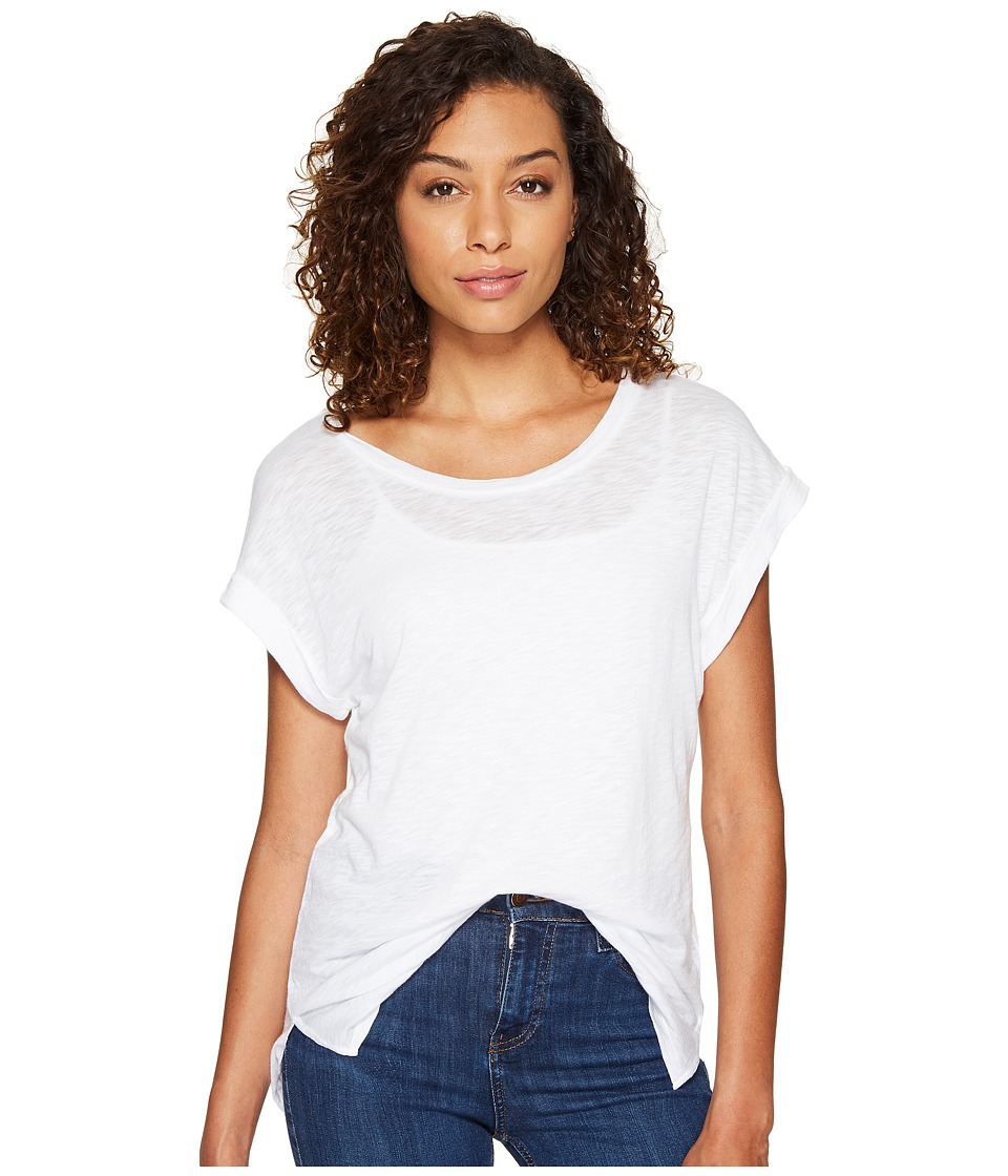 Splendid French Stripe Roll-Up Tee (White) Women