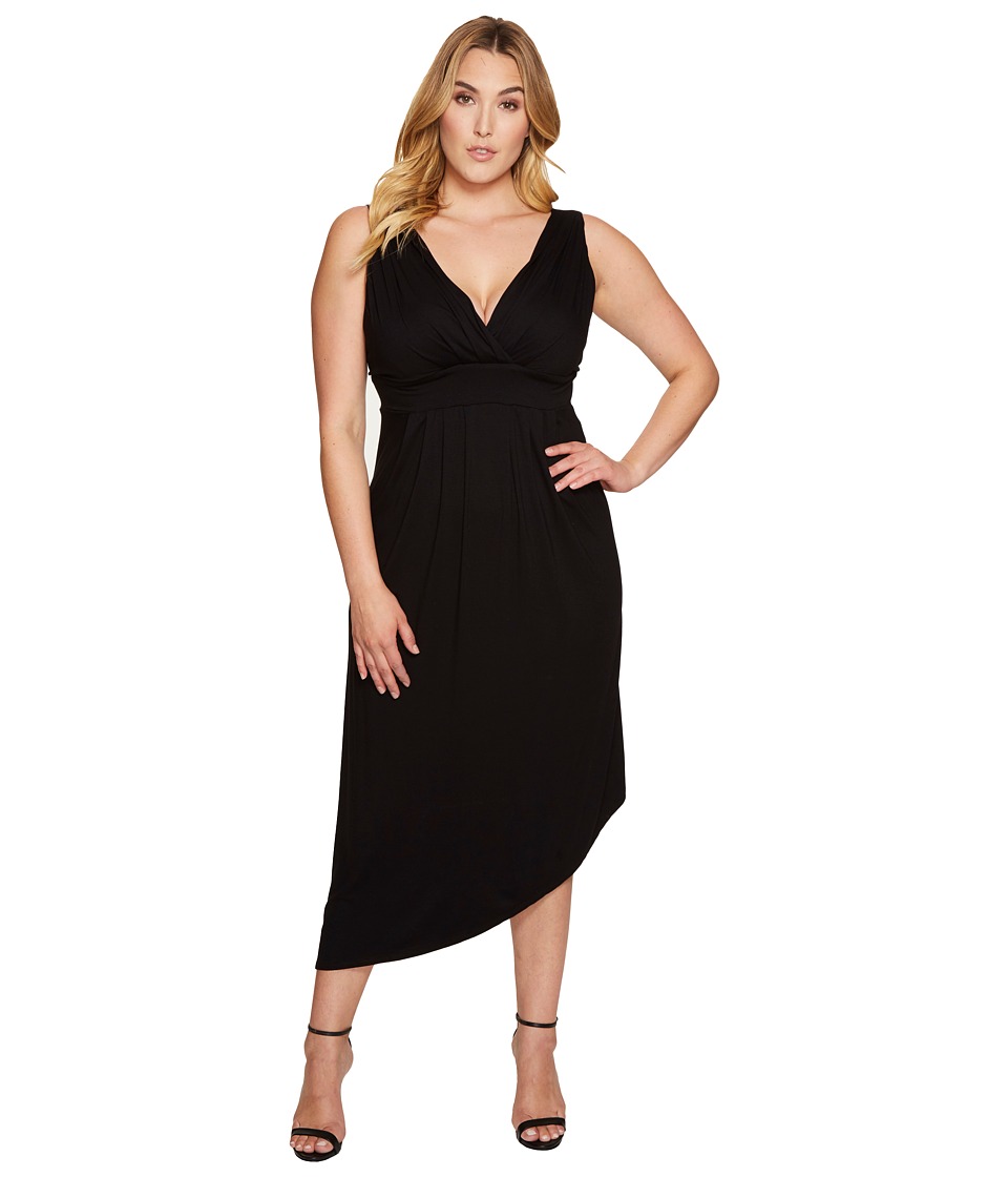 Karen Kane Plus Plus Size Asymmetric Maxi Dress (Black) Women
