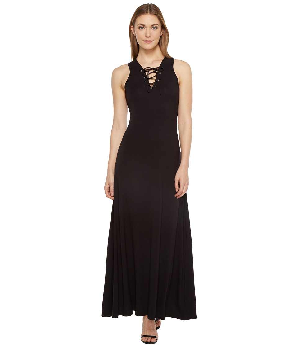Karen Kane Lace-Up Maxi Dress (Black) Women