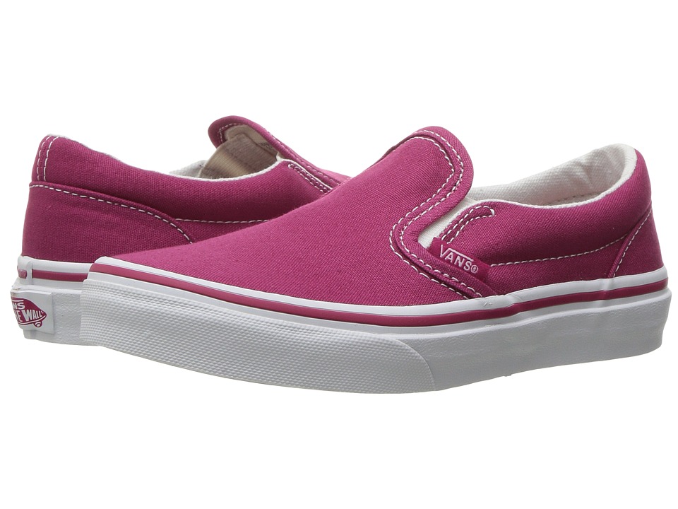 Vans Kids Classic Slip-On (Little Kid/Big Kid) ((Canvas) Sangria/True White) Girls Shoes