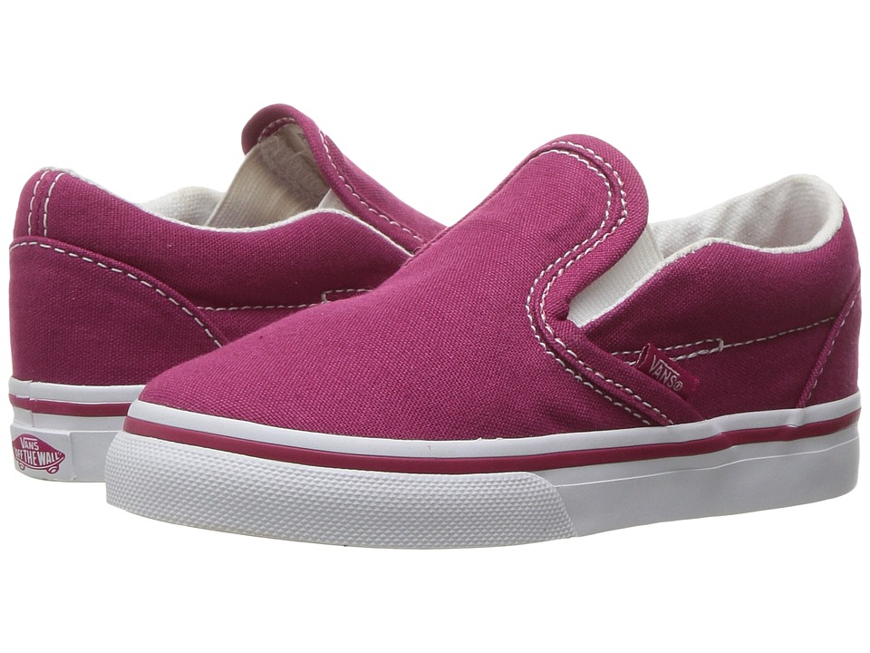 Vans Kids Classic Slip-On (Toddler) ((Canvas) Sangria/True White) Girls Shoes