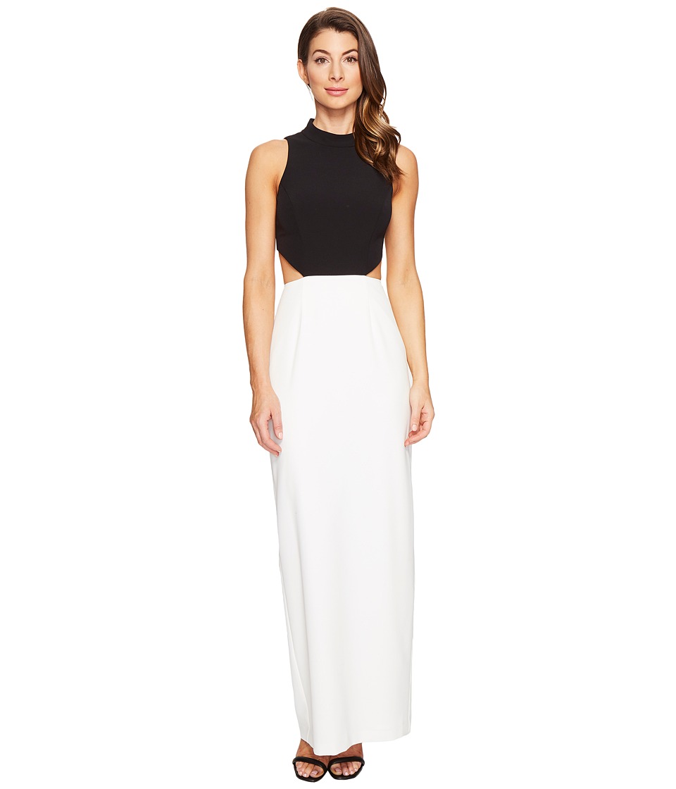 Aidan Mattox Crepe Column Gown (Black/Ivory) Women