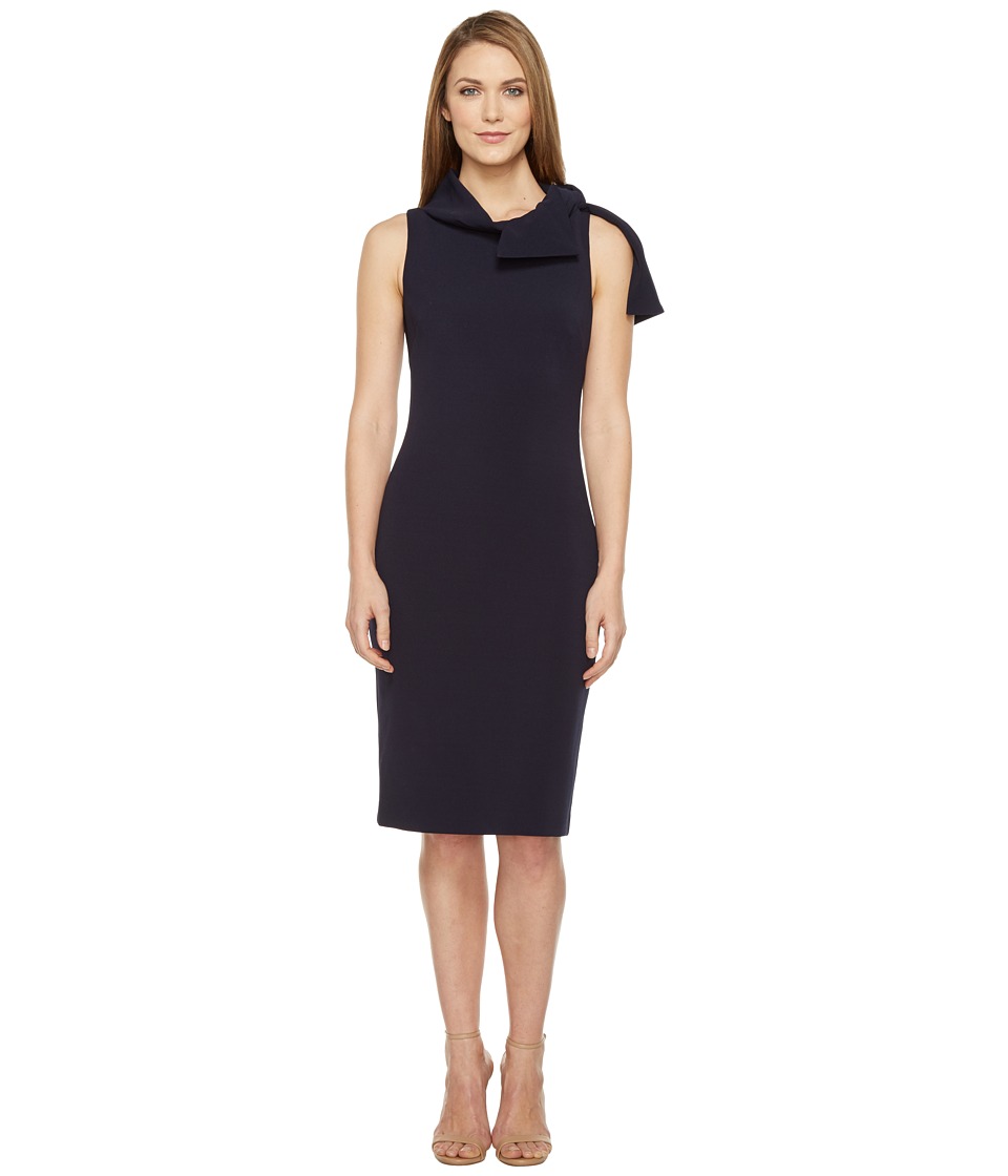 Badgley Mischka Shawl Collar Day/Occasion Dress (Navy) Women