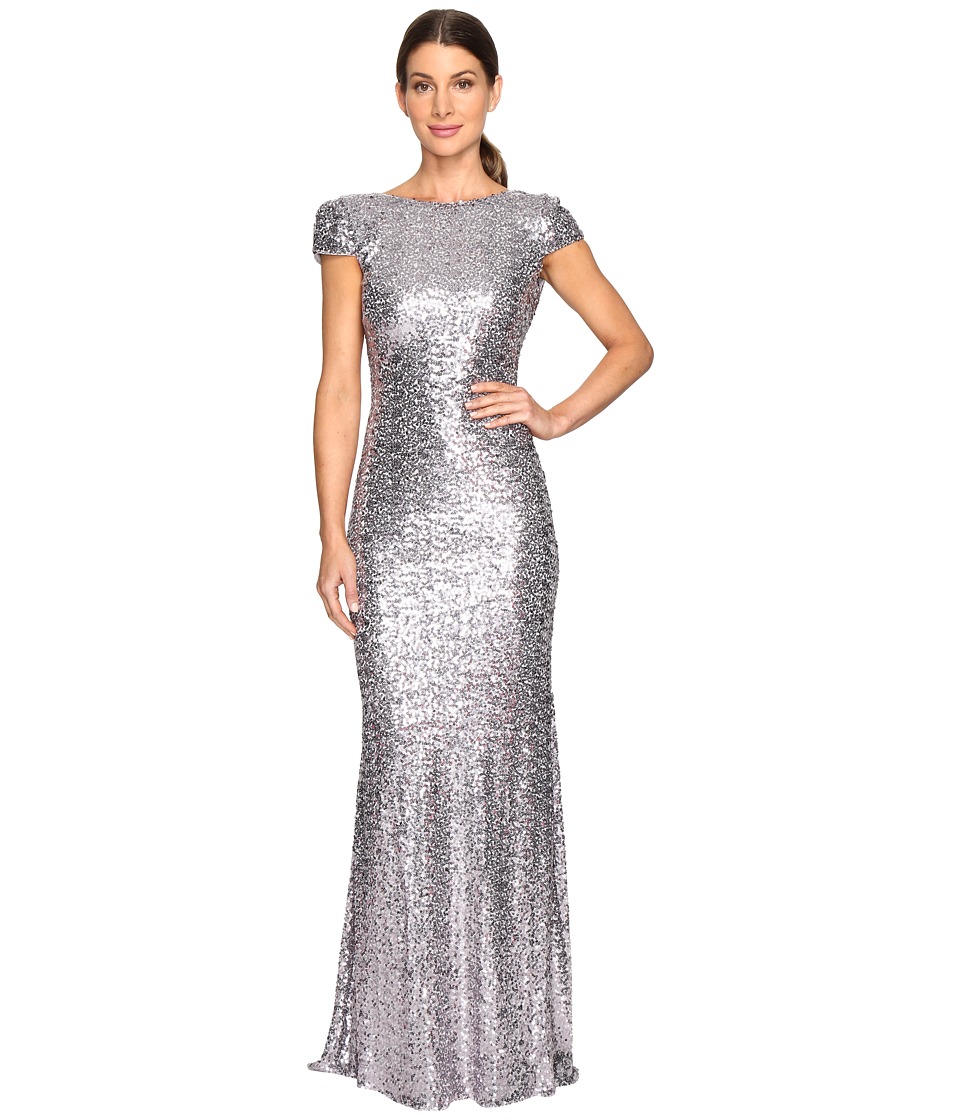 Badgley Mischka Stretch Sequin Cowl Back Gown (Wisteria) Women