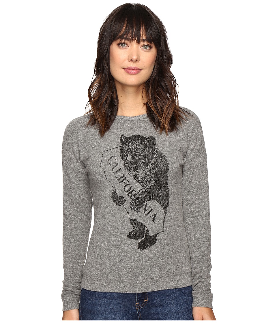 The Original Retro Brand California Bear/Map Superfuzzy Sweatshirt (Heather Grey) Women