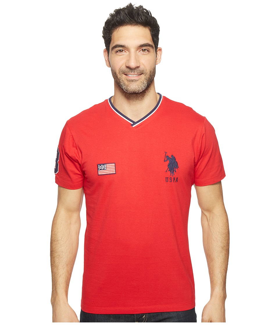 U.S. POLO ASSN. Solid Short Sleeve V-Neck Classic Fit T-Shirt (Winning Red) Men