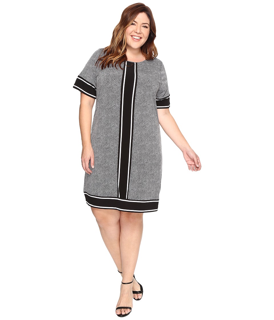MICHAEL Michael Kors Plus Size Short Sleeve Stingray Border Dress (Black) Women