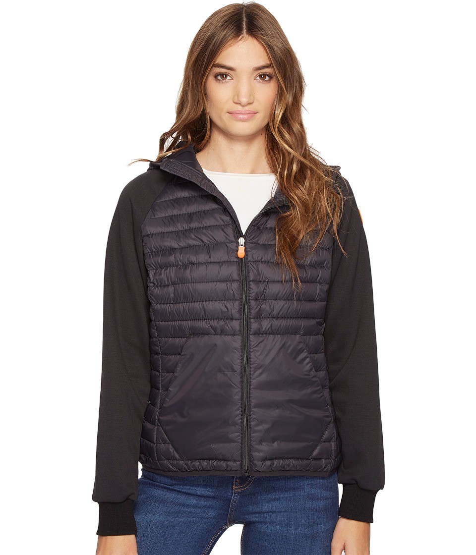 Save the Duck Hooded Knit/Nylon Casual jacket (Black) Women