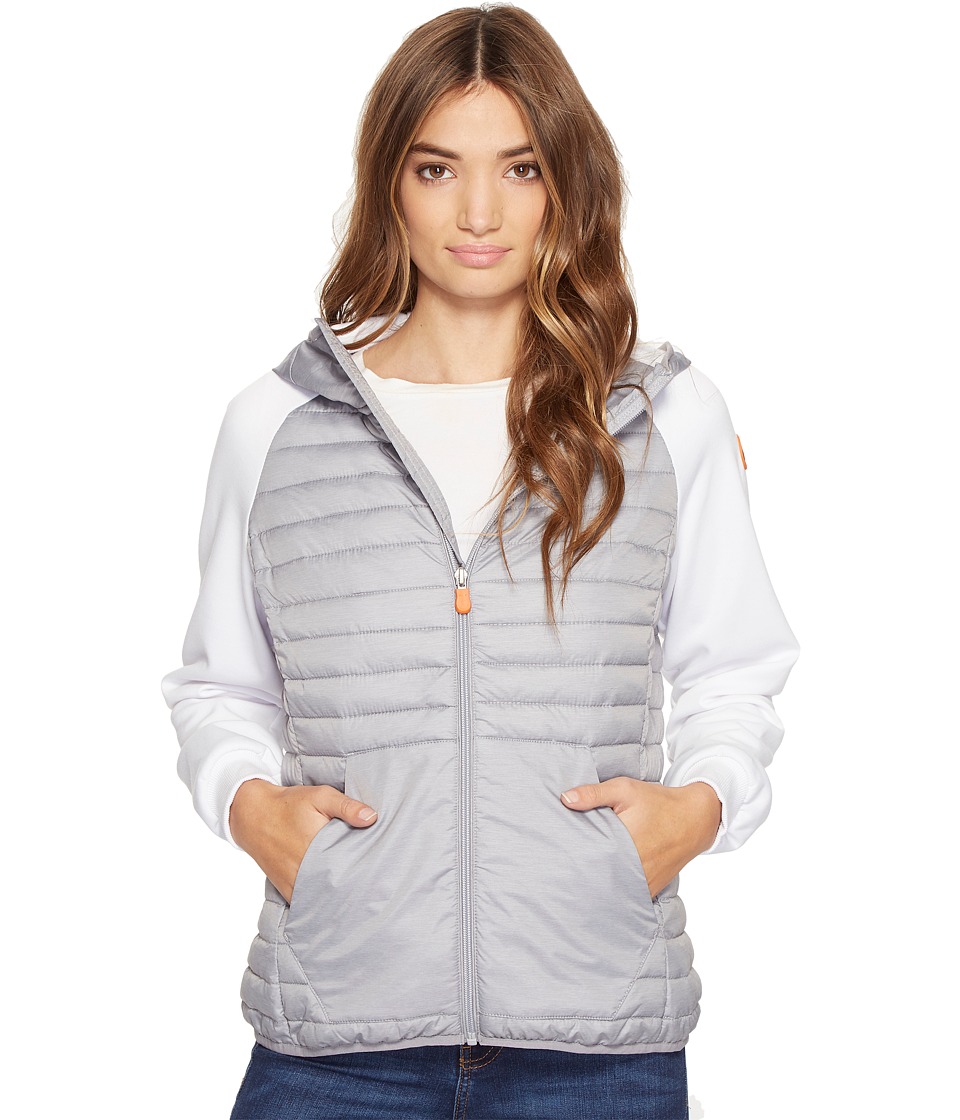 Save the Duck Hooded Knit/Nylon Casual jacket (Light Grey) Women