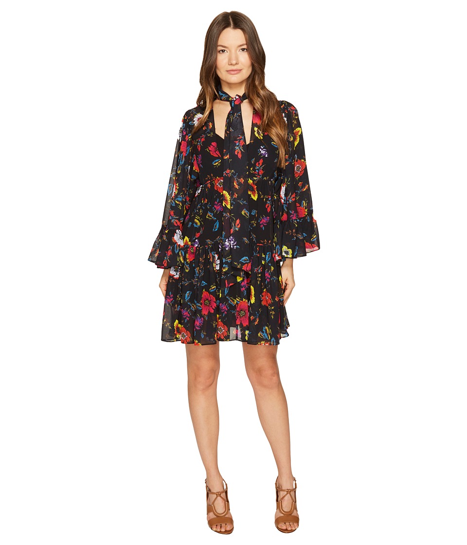 McQ V-Neck Short Volume Dress (Acid Floral) Women