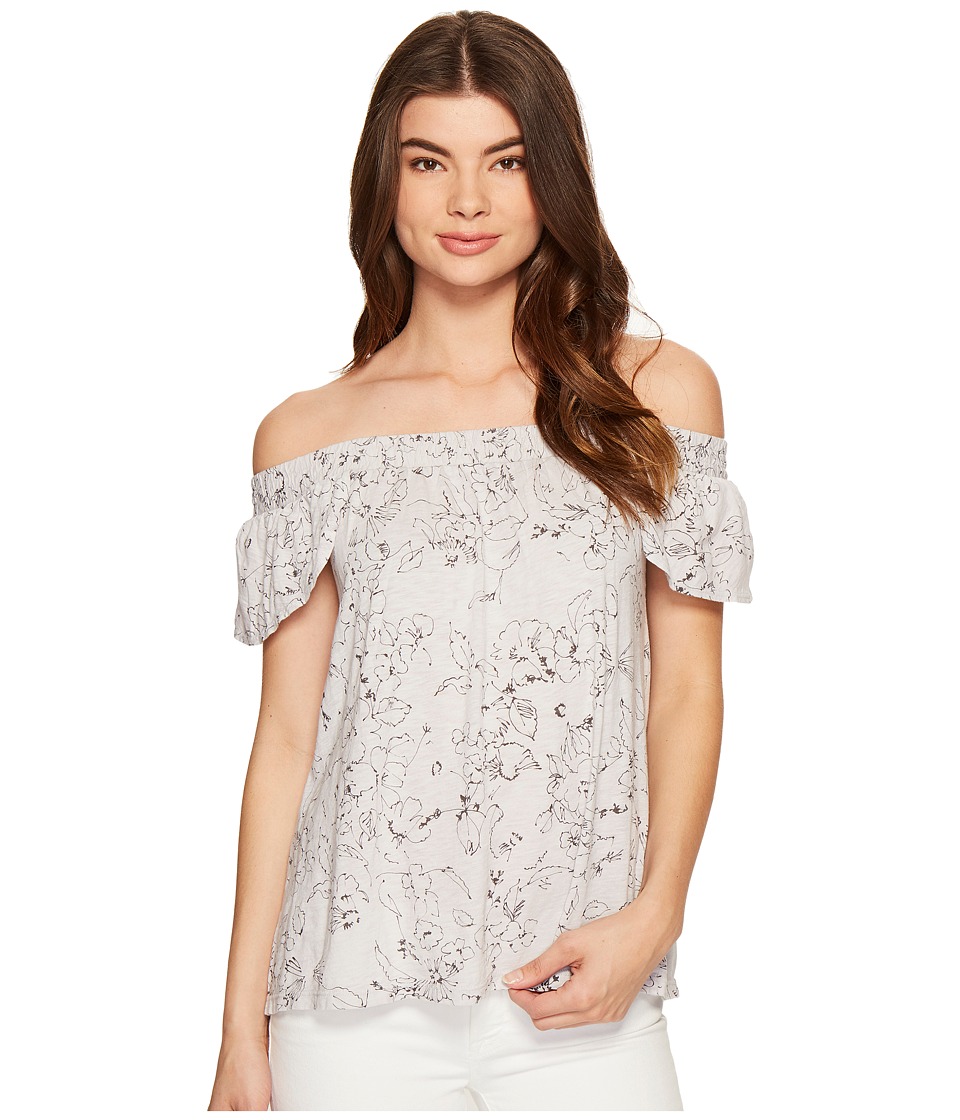Michael Stars Floral Print Off the Shoulder Tee (Crescent) Women