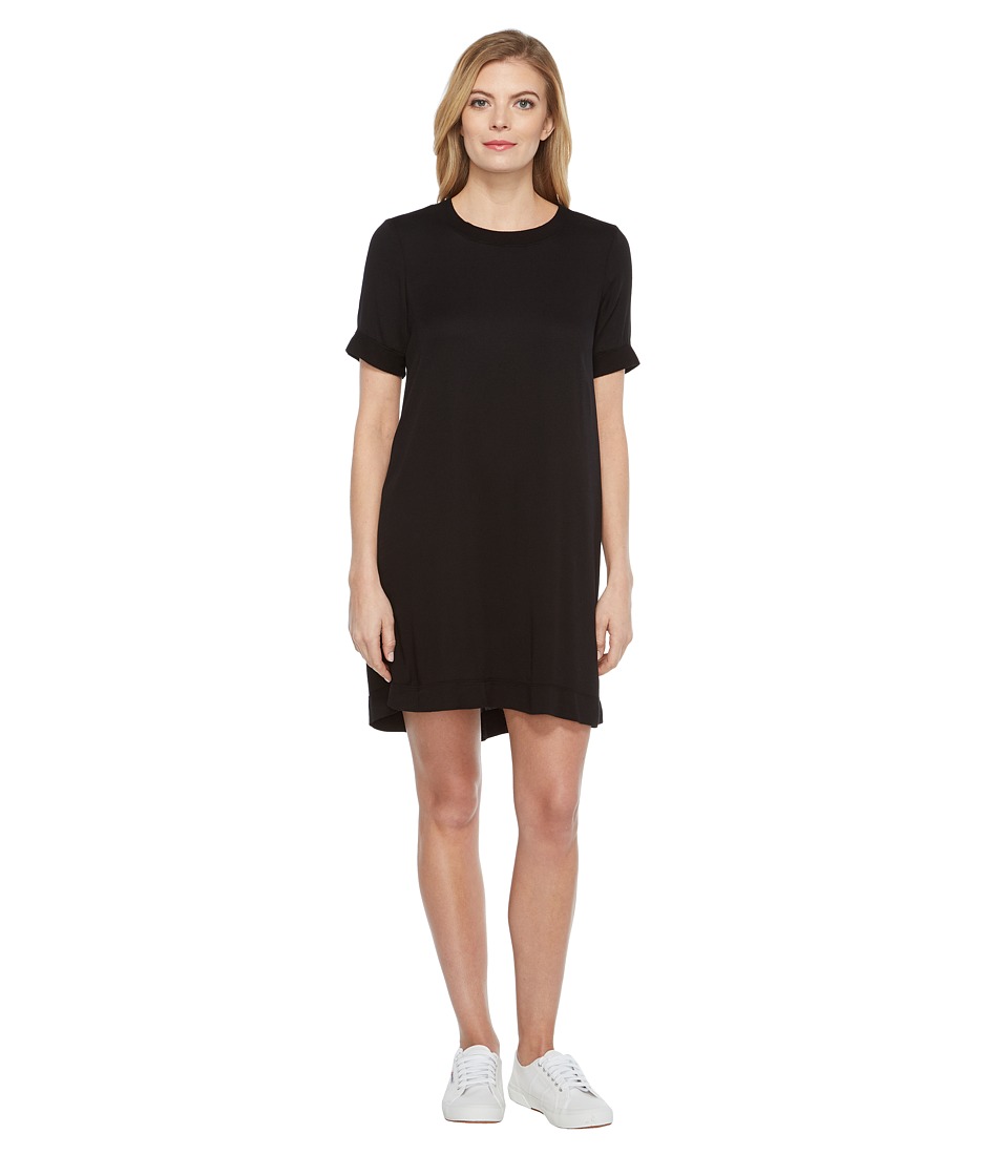 Michael Stars Romy Rayon Rib Neck Tee Dress (Black) Women
