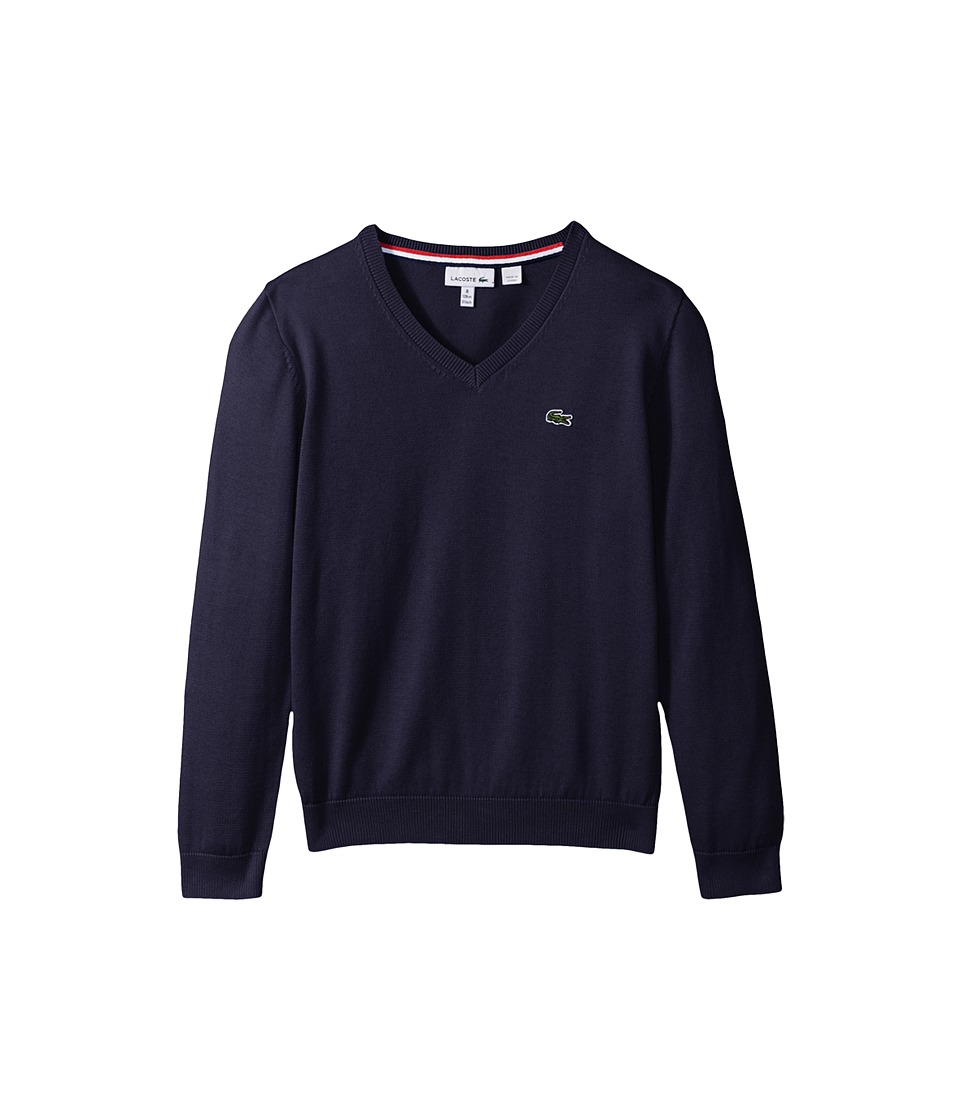 Lacoste Kids V-Neck Cotton Sweater (Toddler/Little Kids/Big Kids) (Penumbra) Boy