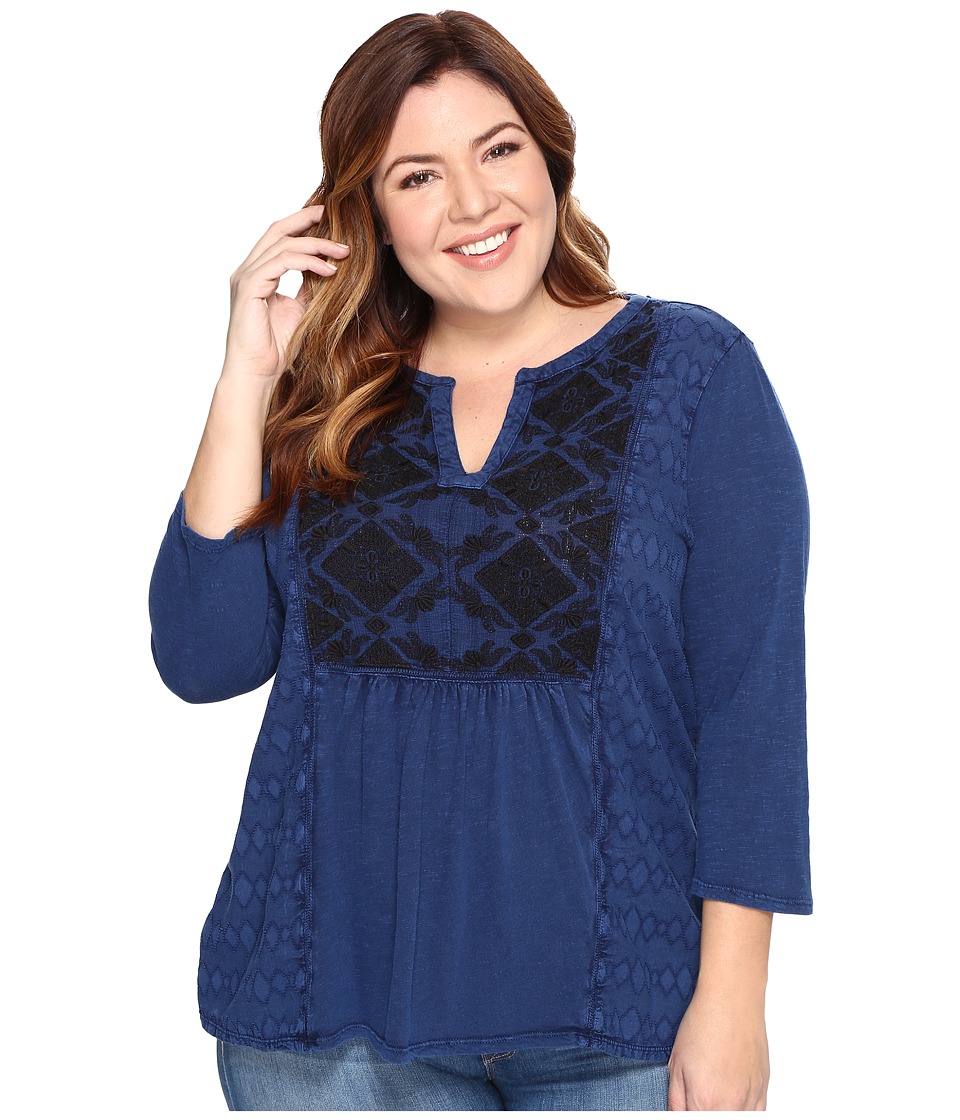 Lucky Brand Plus Size Embroidered Tee (American Navy) Women
