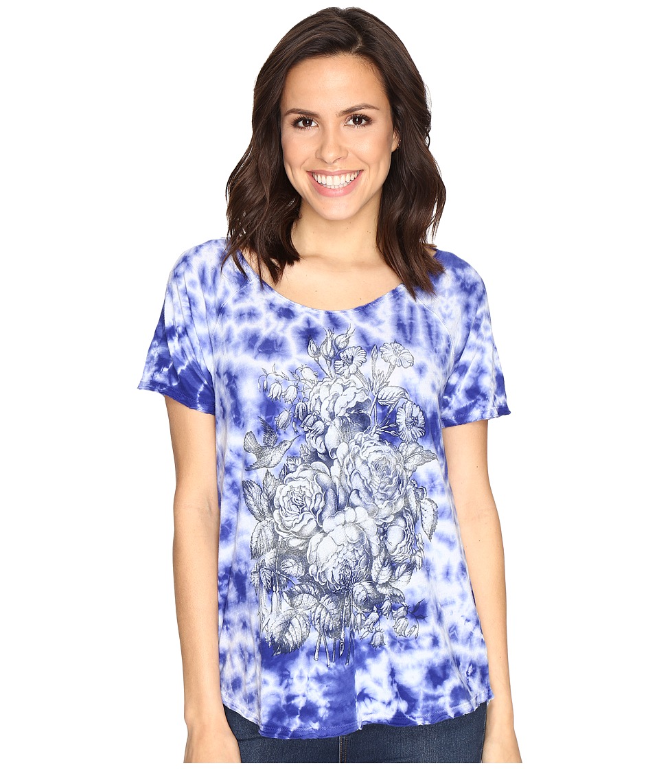 Lucky Brand Floral Washed Tee (Royal Blue) Women