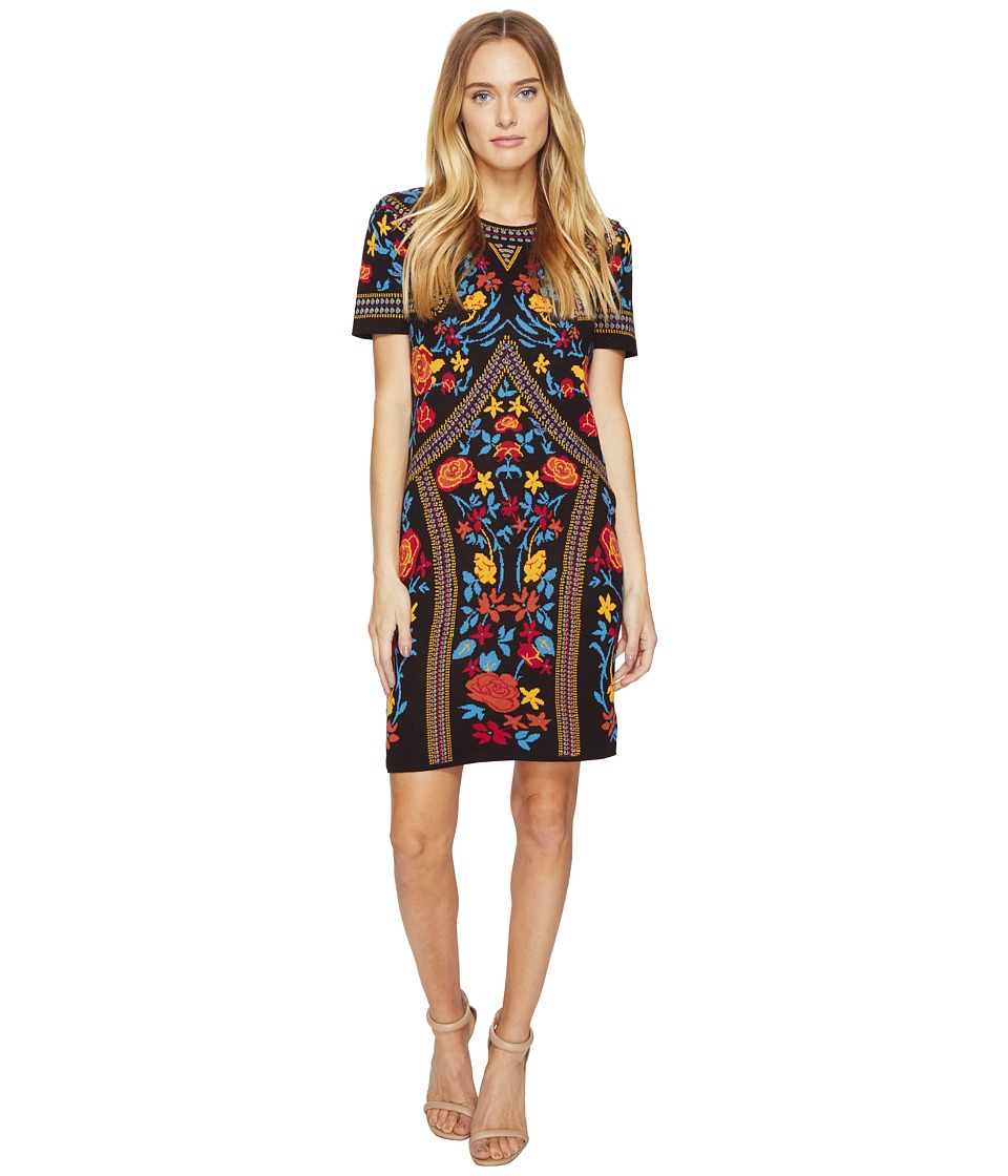 ROMEO & JULIET COUTURE Floral Geometric Patterned Dress (Black Combo) Women