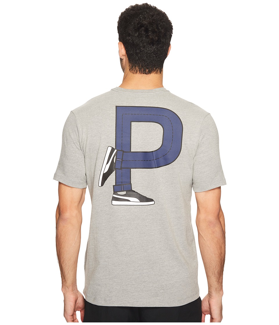 PUMA Suede Walker Tee (Medium Gray Heather/White) Men