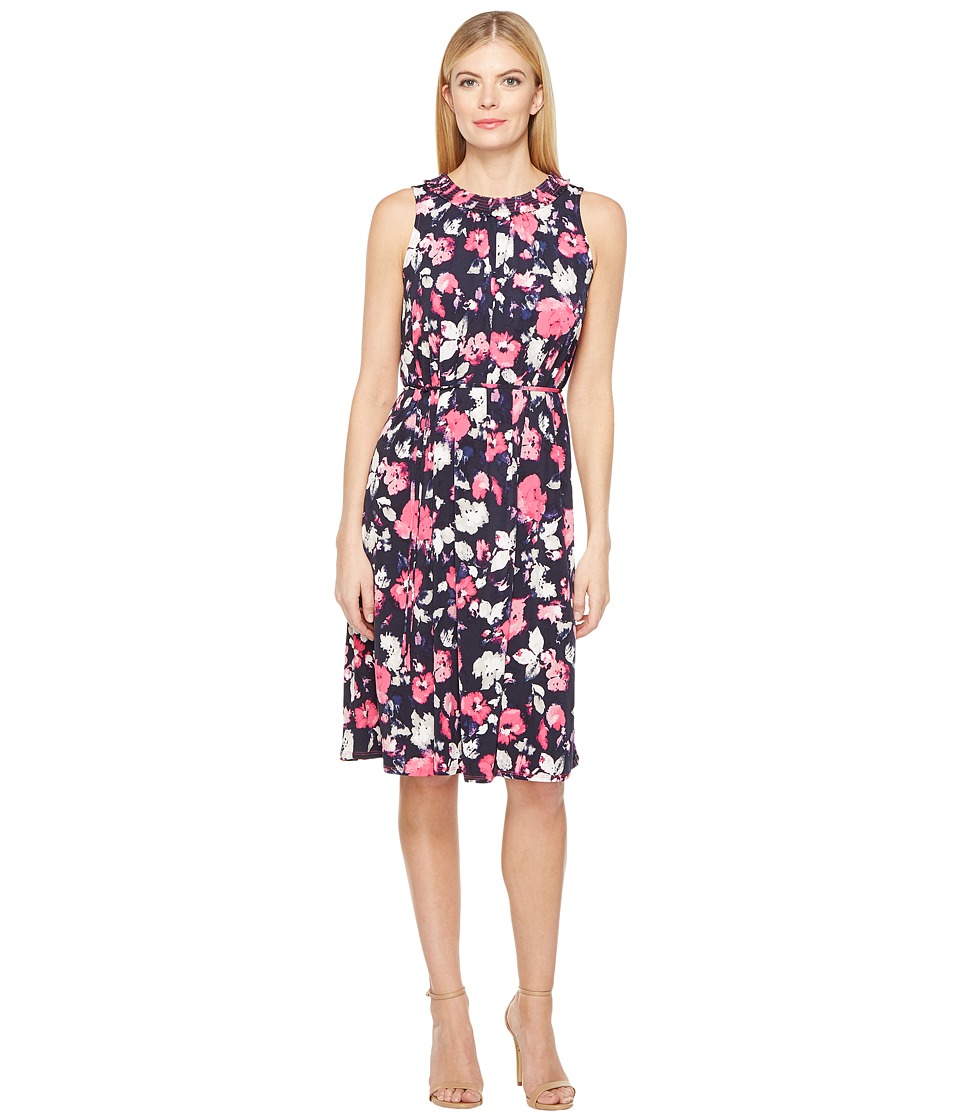 Ellen Tracy Smocked Self-Tie Dress (Artisan Floral Tulip) Women