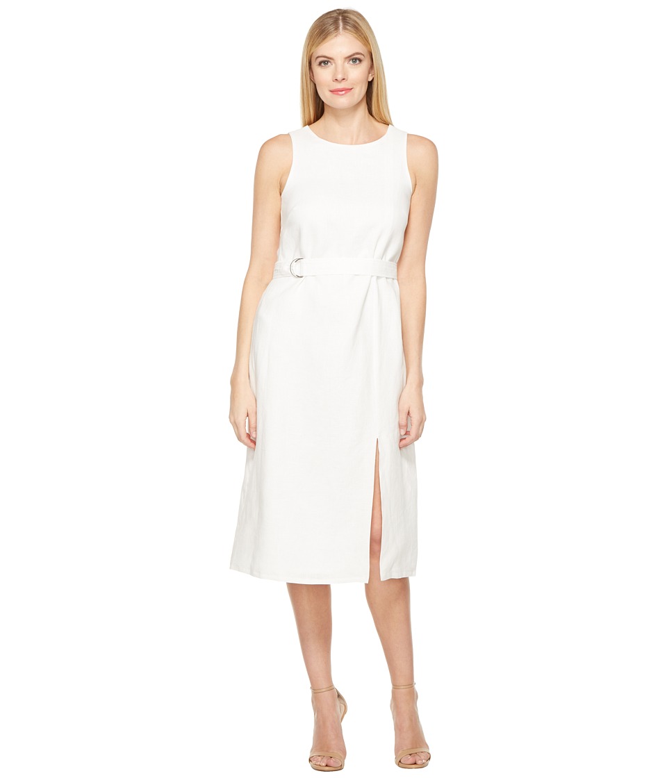 Ellen Tracy Belted Column Dress (White) Women