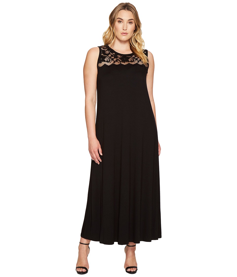 Karen Kane Plus Plus Size Lace Yoke Maxi Dress (Black) Women