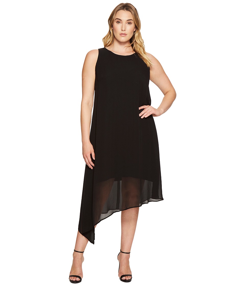 Karen Kane Plus Plus Size Asymmetric Overlay Dress (Black) Women